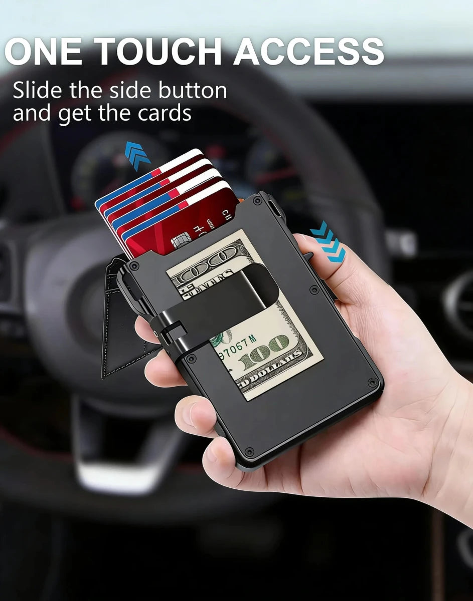 Minimalist RFID Leather Wallet with Pop - Up Card Holder - InspiredGrabs.com