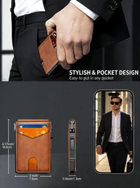 Thumbnail for Minimalist RFID Leather Wallet with Pop - Up Card Holder - InspiredGrabs.com