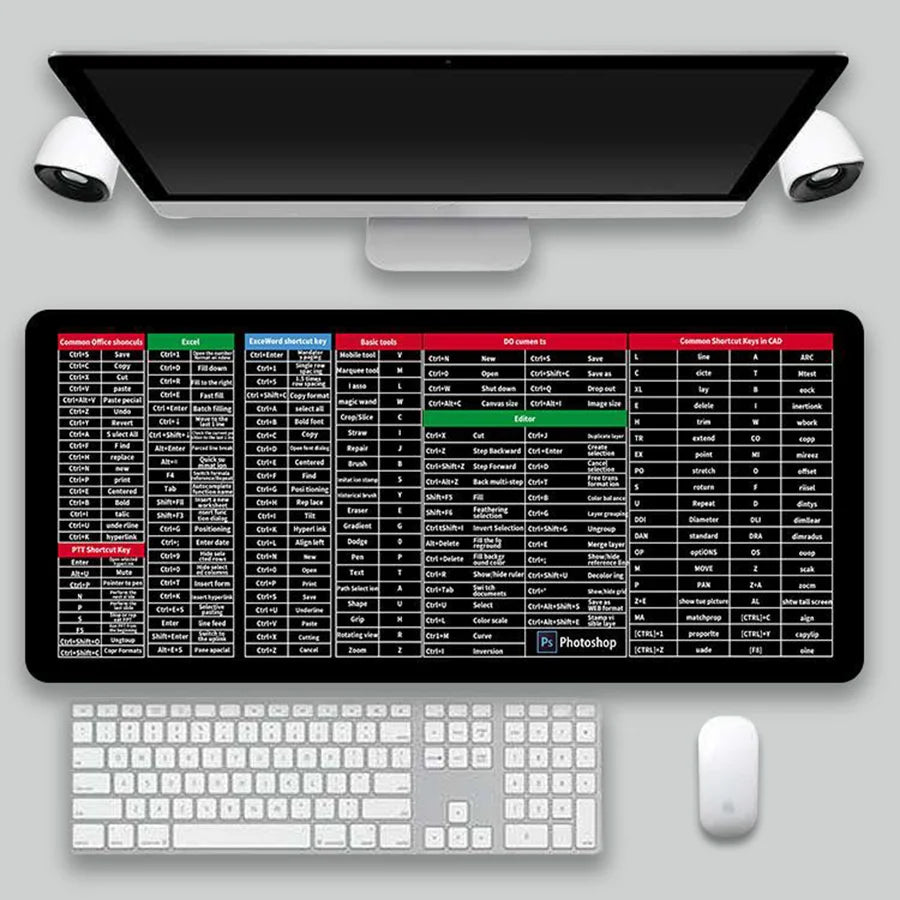 Multilingual Keyboard Shortcuts Mouse Pad - InspiredGrabs.com