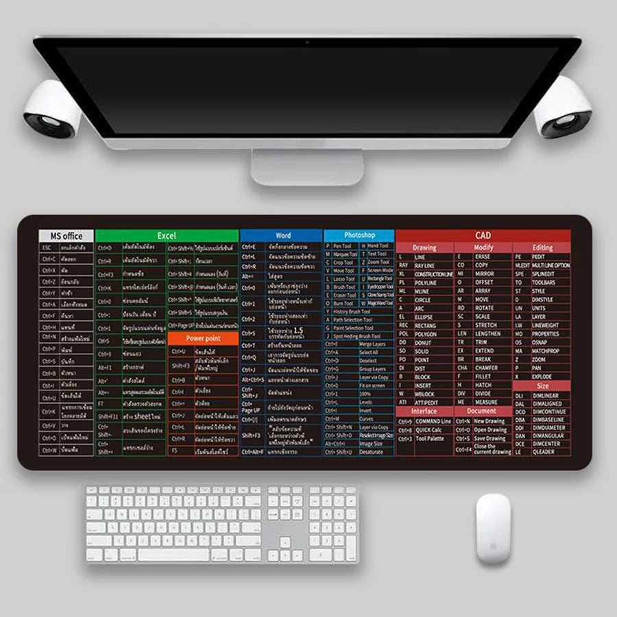 Multilingual Keyboard Shortcuts Mouse Pad - InspiredGrabs.com