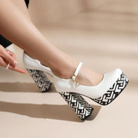 Thumbnail for Plaid Waterproof High Heel Mary Jane Shoes - InspiredGrabs.com