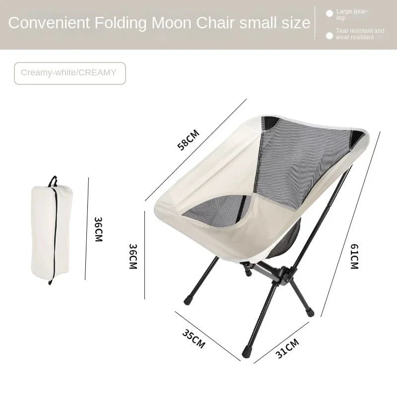 Portable Folding Moon Chair with Breathable Mesh Backrest - InspiredGrabs.com