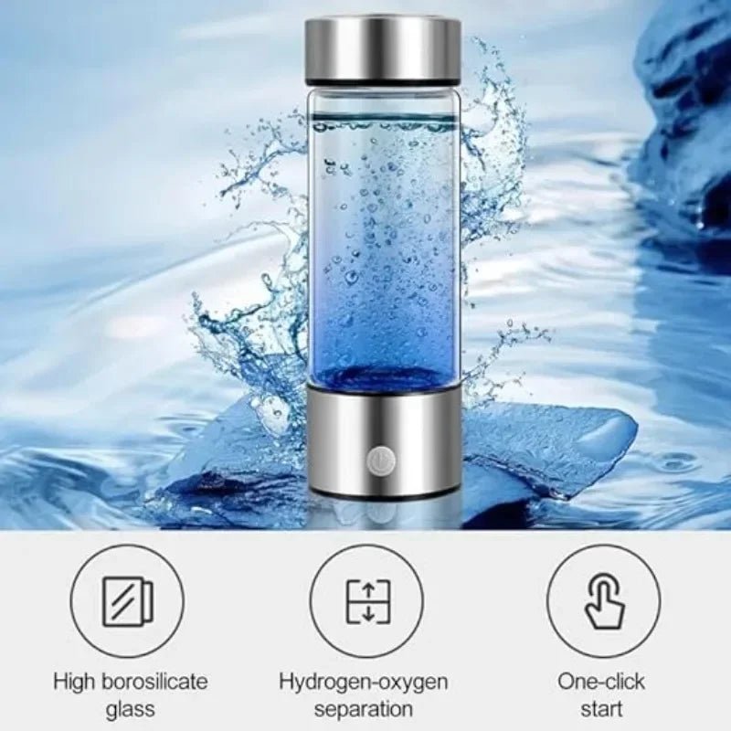 Portable Hydrogen Water Generator | Rechargeable Alkaline Water Ionizer Bottle | Super Antioxidant Hydrogen - Rich Water Cup - InspiredGrabs.com