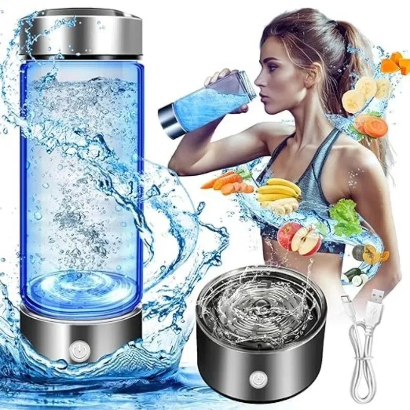 Portable Hydrogen Water Generator | Rechargeable Alkaline Water Ionizer Bottle | Super Antioxidant Hydrogen - Rich Water Cup - InspiredGrabs.com