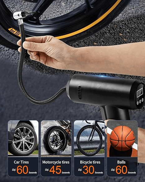 Portable Tire Inflator with LED Light & Gauge - InspiredGrabs.com