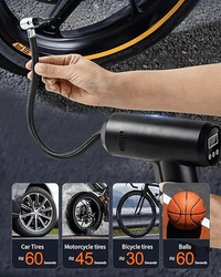 Thumbnail for Portable Tire Inflator with LED Light & Gauge - InspiredGrabs.com
