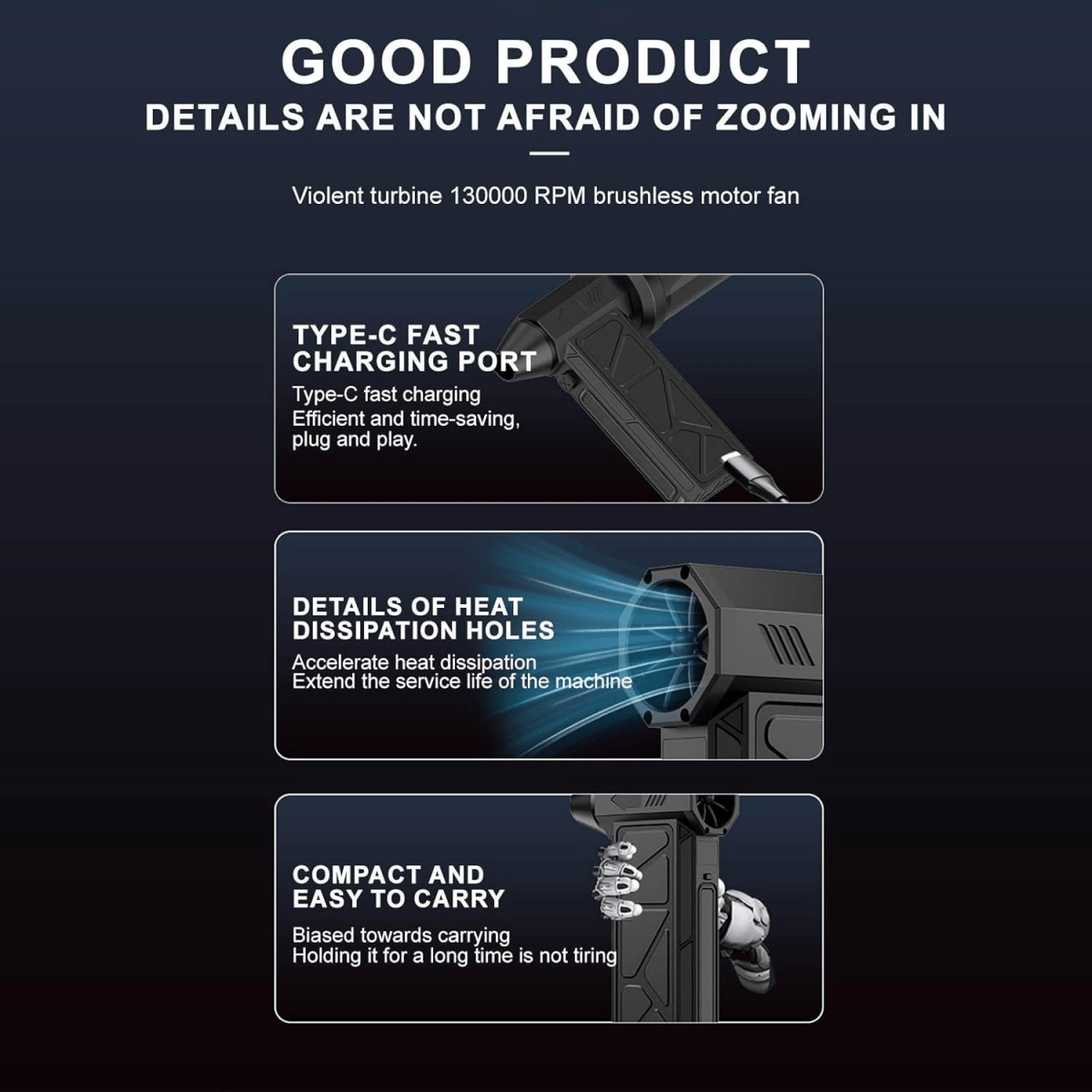Powerful 130000RPM Electric Air Duster - InspiredGrabs.com