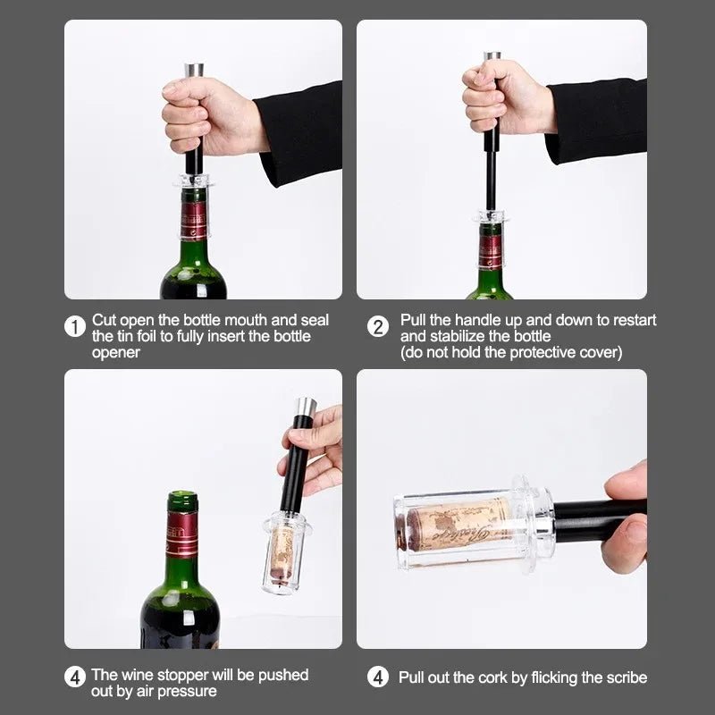 Premium Air Pump Wine Opener Set - InspiredGrabs.com