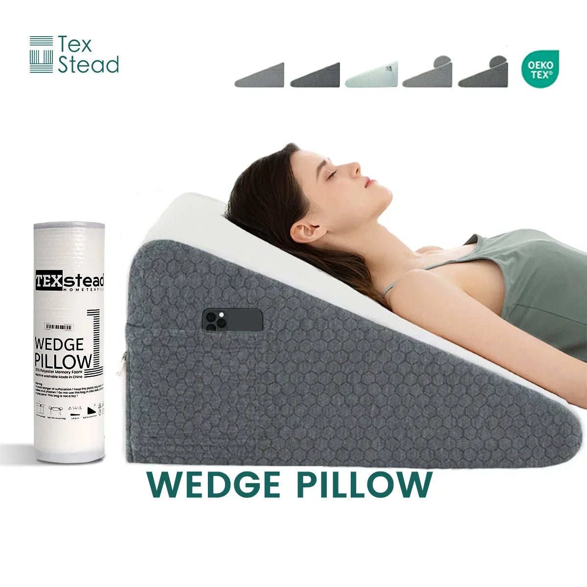 Premium Memory Foam Wedge Pillow with Cover - InspiredGrabs.com