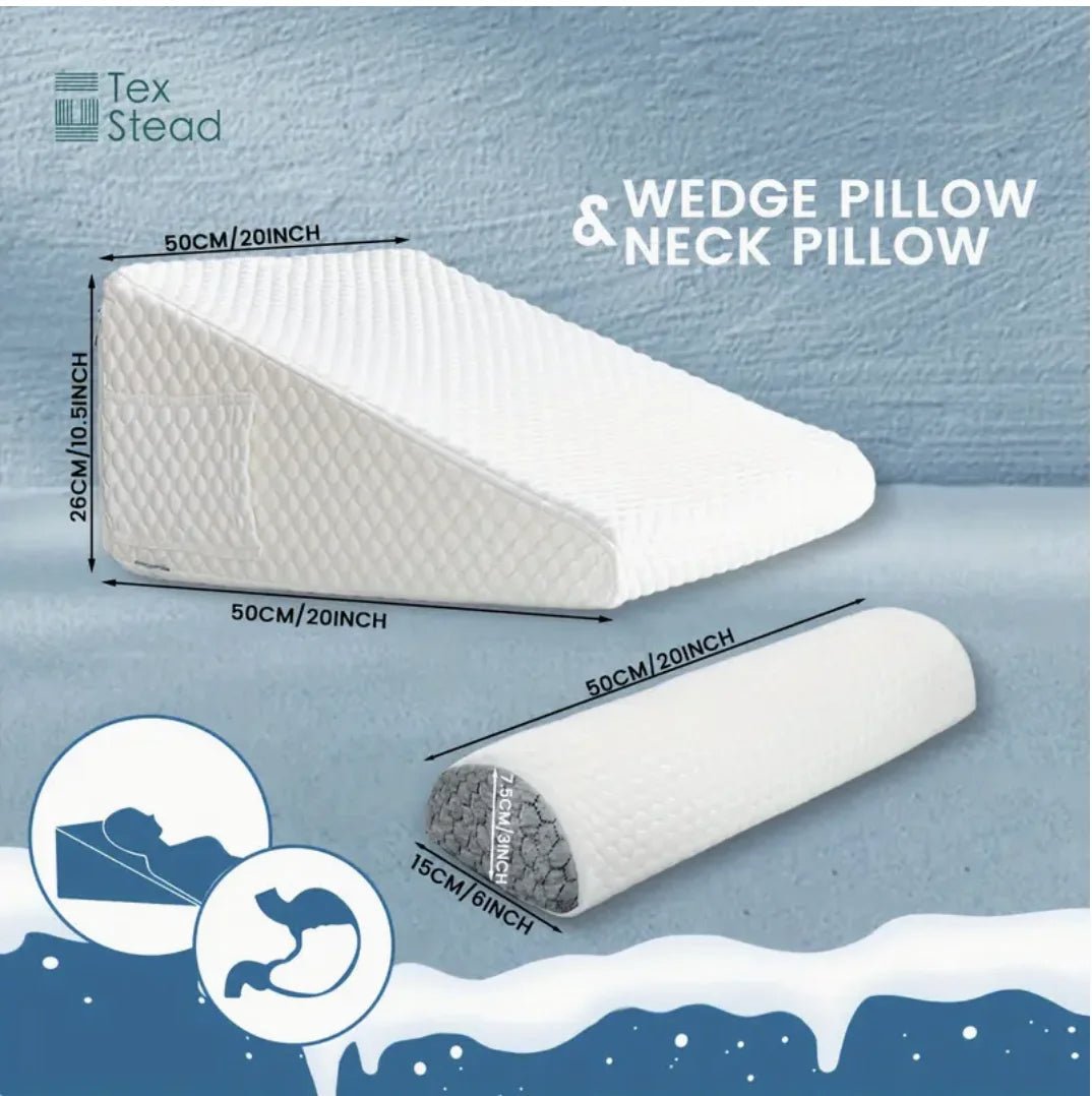 Premium Memory Foam Wedge Pillow with Cover - InspiredGrabs.com