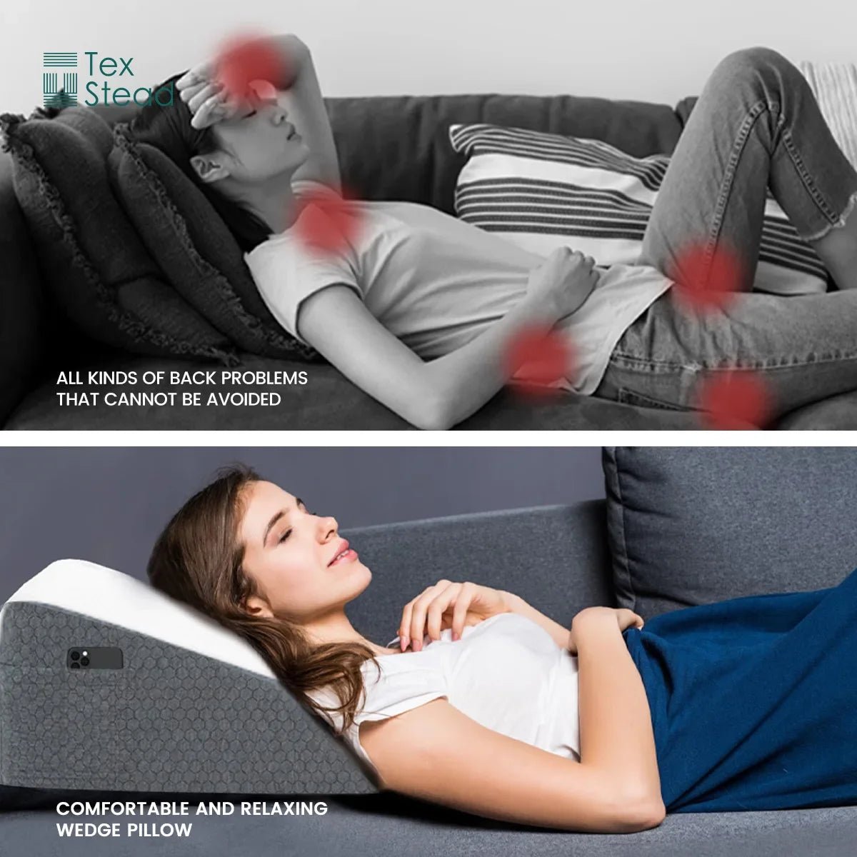 Premium Memory Foam Wedge Pillow with Cover - InspiredGrabs.com