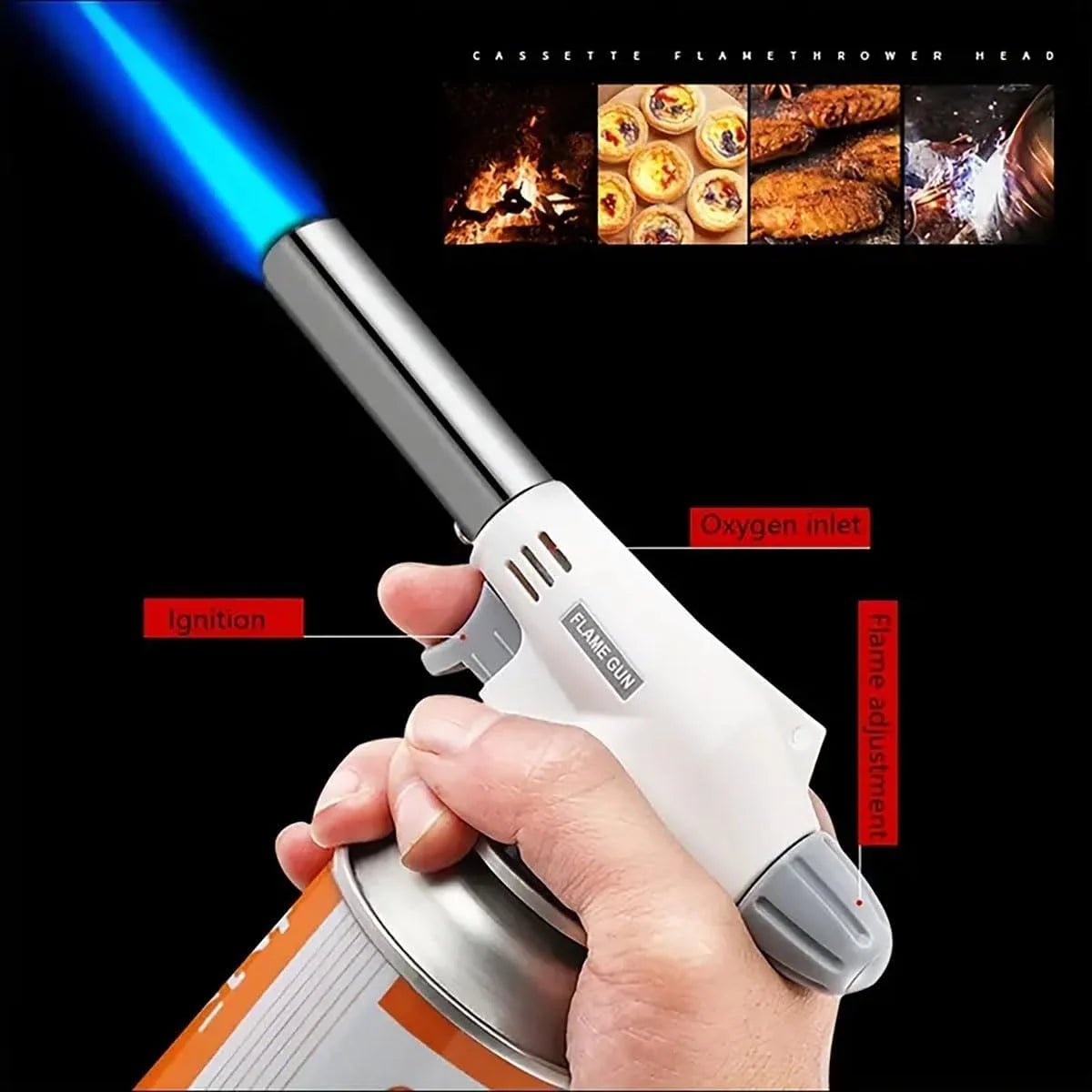 Professional Culinary Butane Torch with Adjustable Flame and Auto Ignition - InspiredGrabs.com