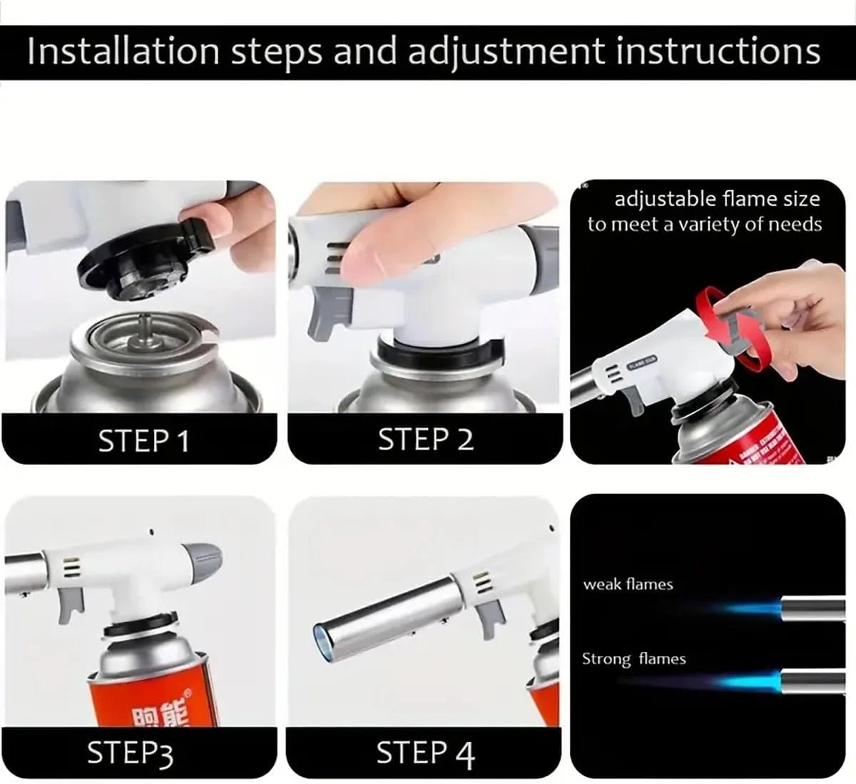 Professional Culinary Butane Torch with Adjustable Flame and Auto Ignition - InspiredGrabs.com