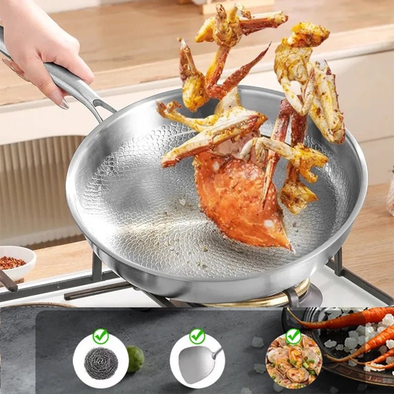 Pure Titanium Non - Stick Frying Pan with Hammered Fish Scale Design - InspiredGrabs.com