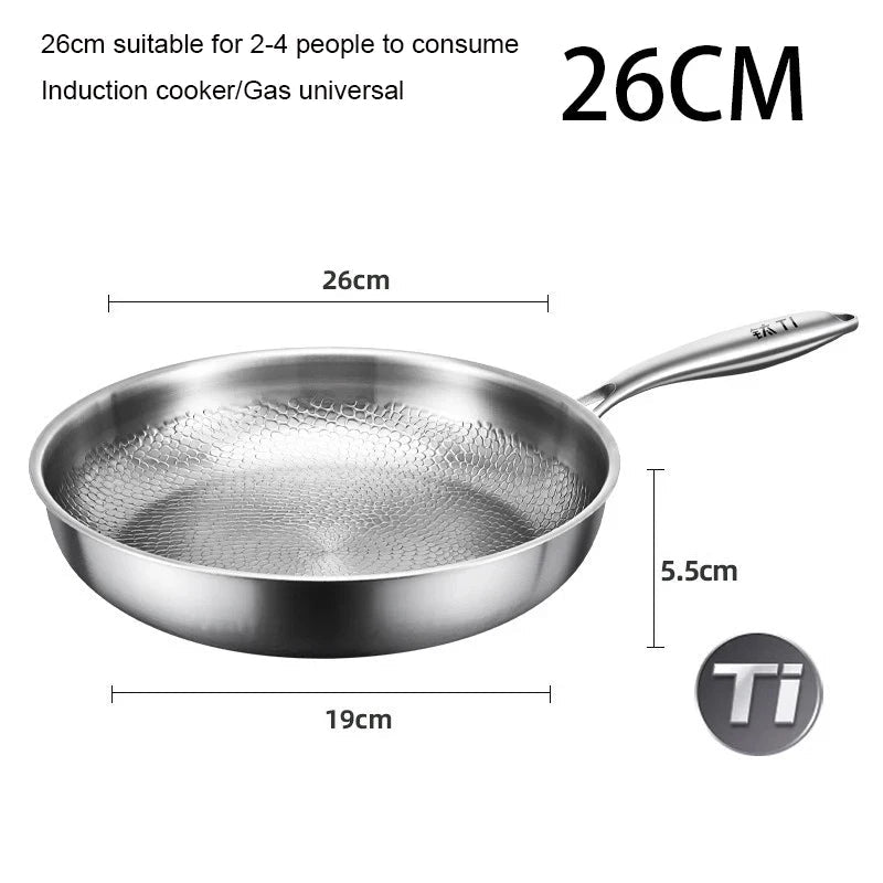 Pure Titanium Non - Stick Frying Pan with Hammered Fish Scale Design - InspiredGrabs.com