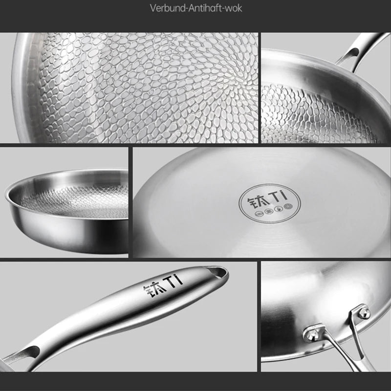 Pure Titanium Non - Stick Frying Pan with Hammered Fish Scale Design - InspiredGrabs.com
