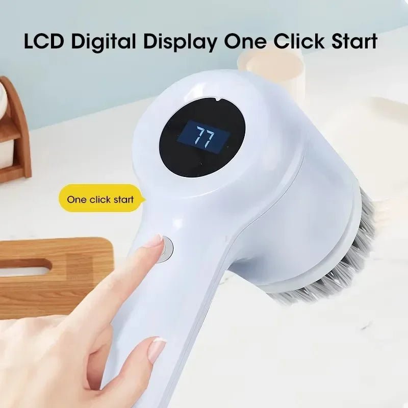 Rechargeable 5-Head Electric Spin Scrubber with LED Display - InspiredGrabs.com