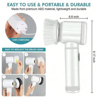 Thumbnail for Rechargeable 5-Head Electric Spin Scrubber with LED Display - InspiredGrabs.com