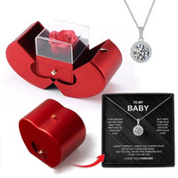 Thumbnail for Red Apple Jewelry Box with Eternal Rose Necklace | Perfect Birthday Gift for Girlfriend, Mom, Wife | Wedding, New Year, Valentine's Day Present - InspiredGrabs.com