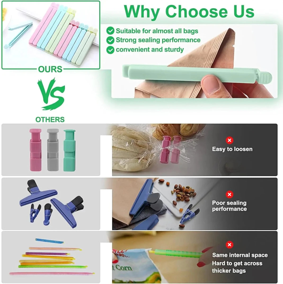 Reusable Food Bag Sealing Clips – 5 or 30 Pack - InspiredGrabs.com