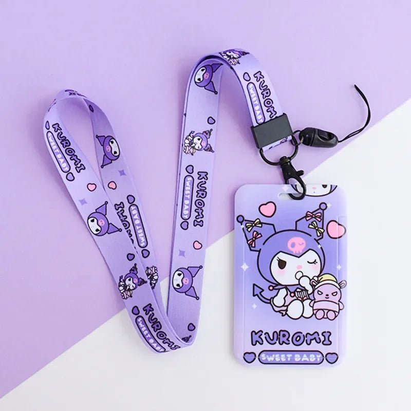 Sanrio anime card holder Hello kitty kuromi Pochacco cartoon protective cover student bus card ID cute lanyard card holder gift - InspiredGrabs.com