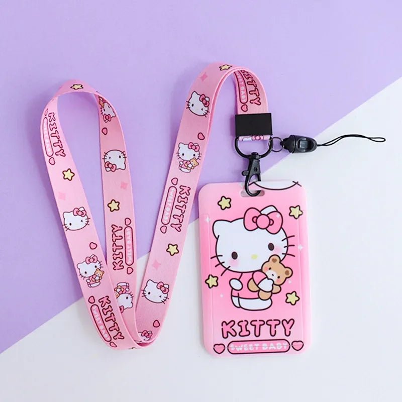 Sanrio anime card holder Hello kitty kuromi Pochacco cartoon protective cover student bus card ID cute lanyard card holder gift - InspiredGrabs.com