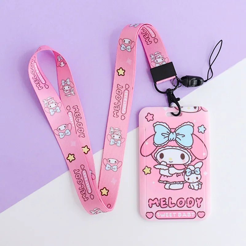 Sanrio anime card holder Hello kitty kuromi Pochacco cartoon protective cover student bus card ID cute lanyard card holder gift - InspiredGrabs.com