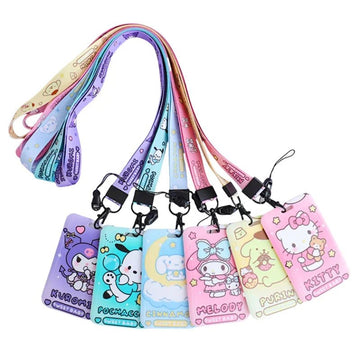 Sanrio anime card holder Hello kitty kuromi Pochacco cartoon protective cover student bus card ID cute lanyard card holder gift - InspiredGrabs.com