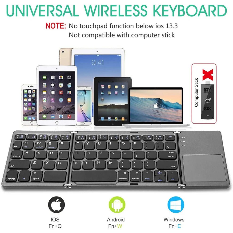 Seenda Foldable Wireless Bluetooth Keyboard with Touchpad - InspiredGrabs.com