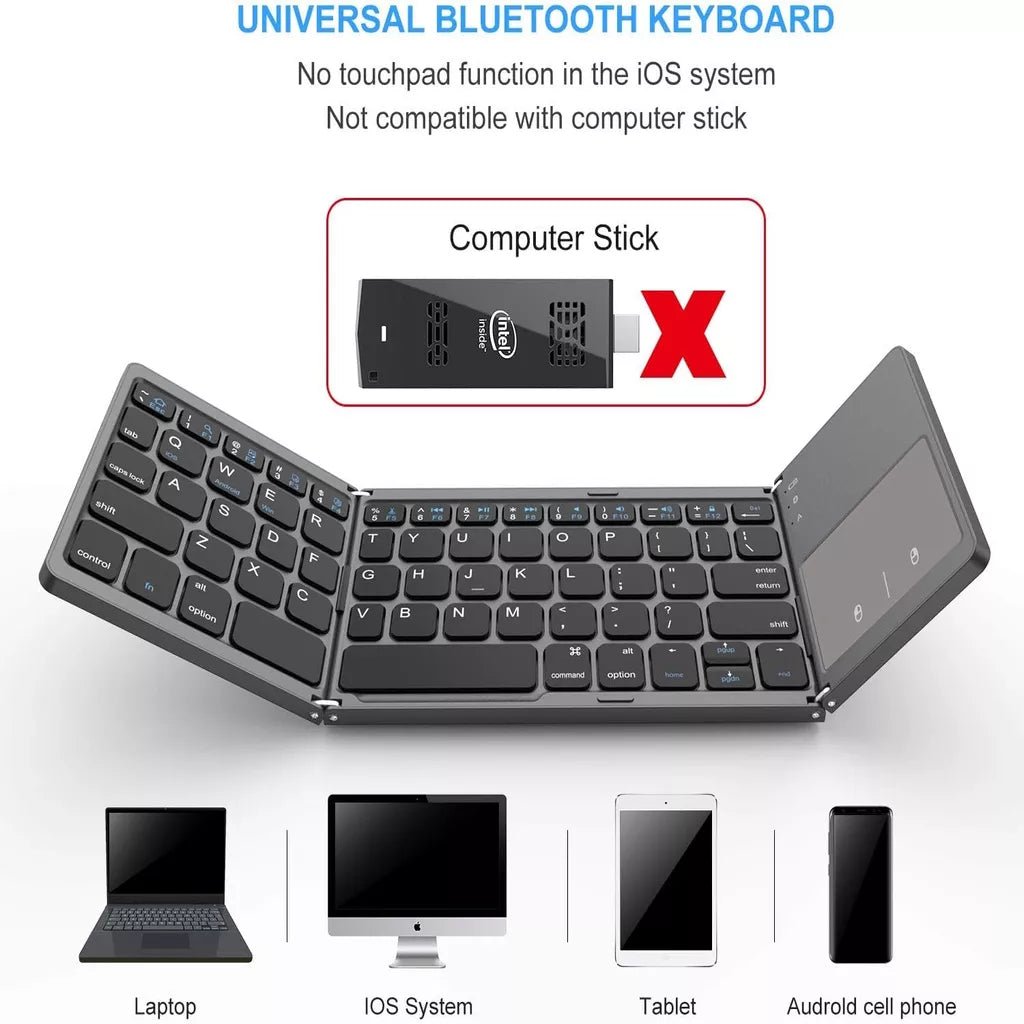 Seenda Foldable Wireless Bluetooth Keyboard with Touchpad - InspiredGrabs.com