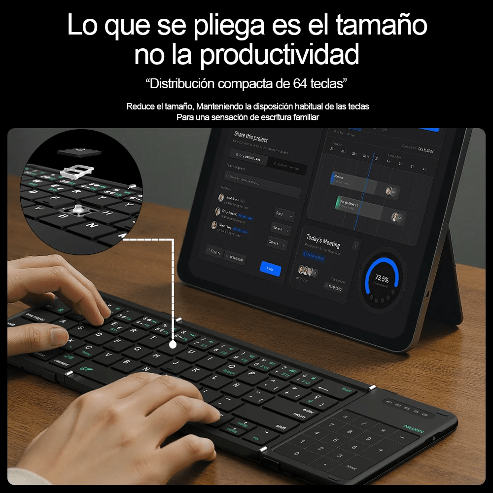 Seenda Foldable Wireless Bluetooth Keyboard with Touchpad - InspiredGrabs.com