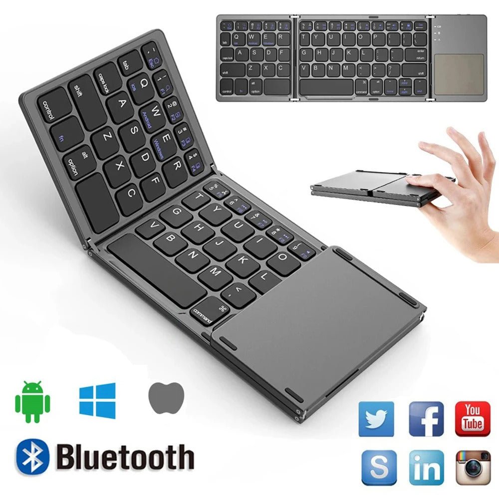 Seenda Foldable Wireless Bluetooth Keyboard with Touchpad - InspiredGrabs.com