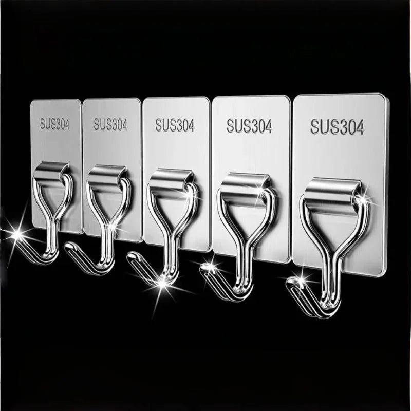 Self-Adhesive 304 Stainless Steel Towel Hooks – 1, 5 or 10 Pack - InspiredGrabs.com