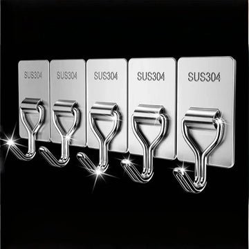 Self-Adhesive 304 Stainless Steel Towel Hooks – 1, 5 or 10 Pack - InspiredGrabs.com