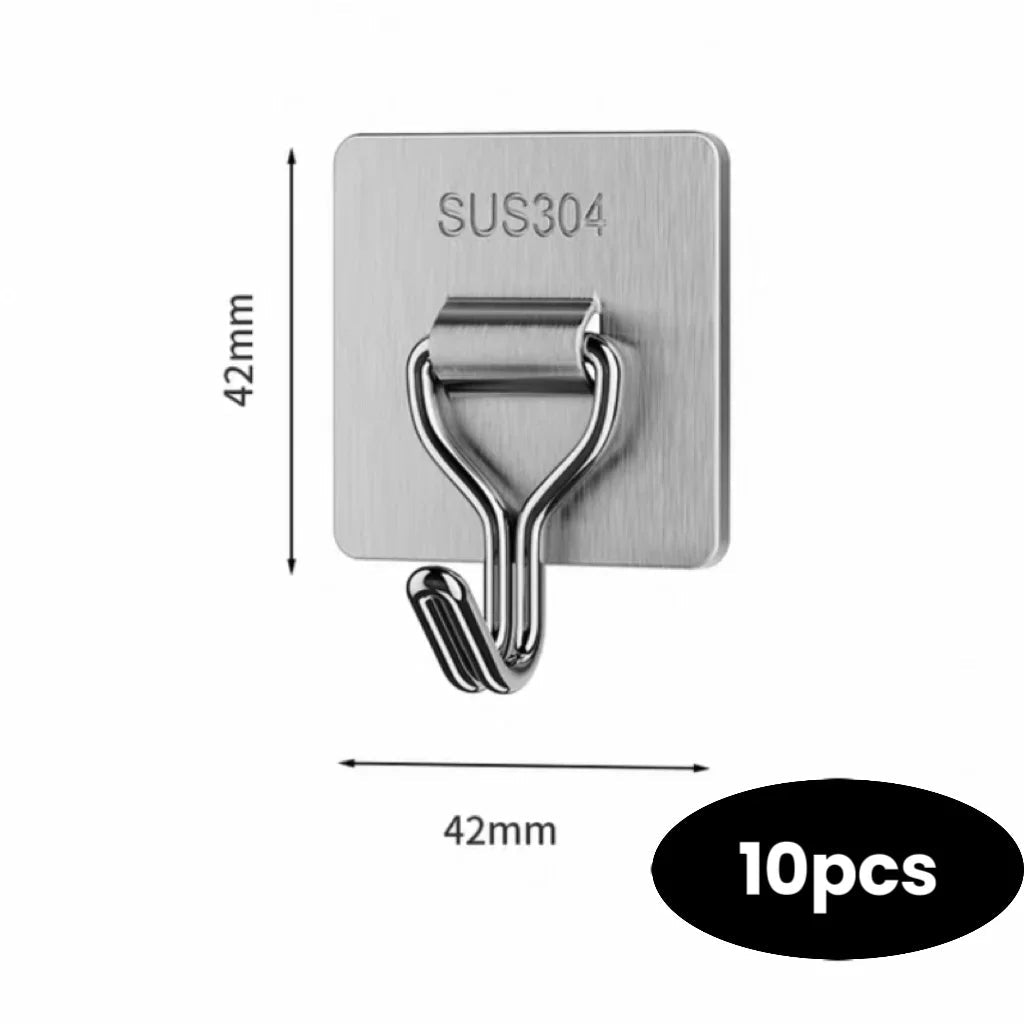 Self-Adhesive 304 Stainless Steel Towel Hooks – 1, 5 or 10 Pack - InspiredGrabs.com