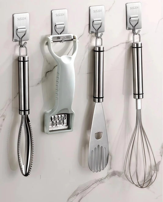 Self-Adhesive 304 Stainless Steel Towel Hooks – 1, 5 or 10 Pack - InspiredGrabs.com