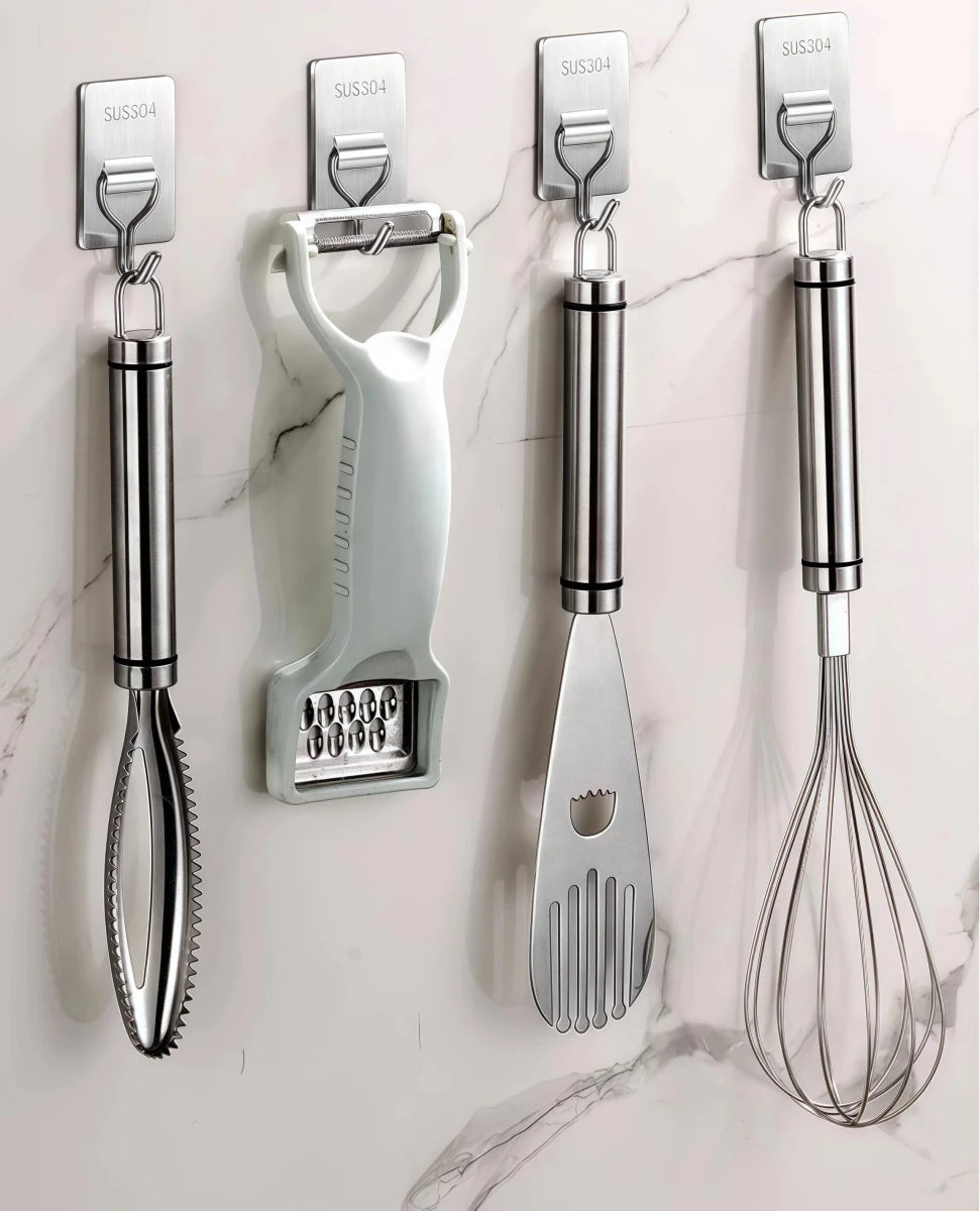 Self-Adhesive 304 Stainless Steel Towel Hooks – 1, 5 or 10 Pack - InspiredGrabs.com