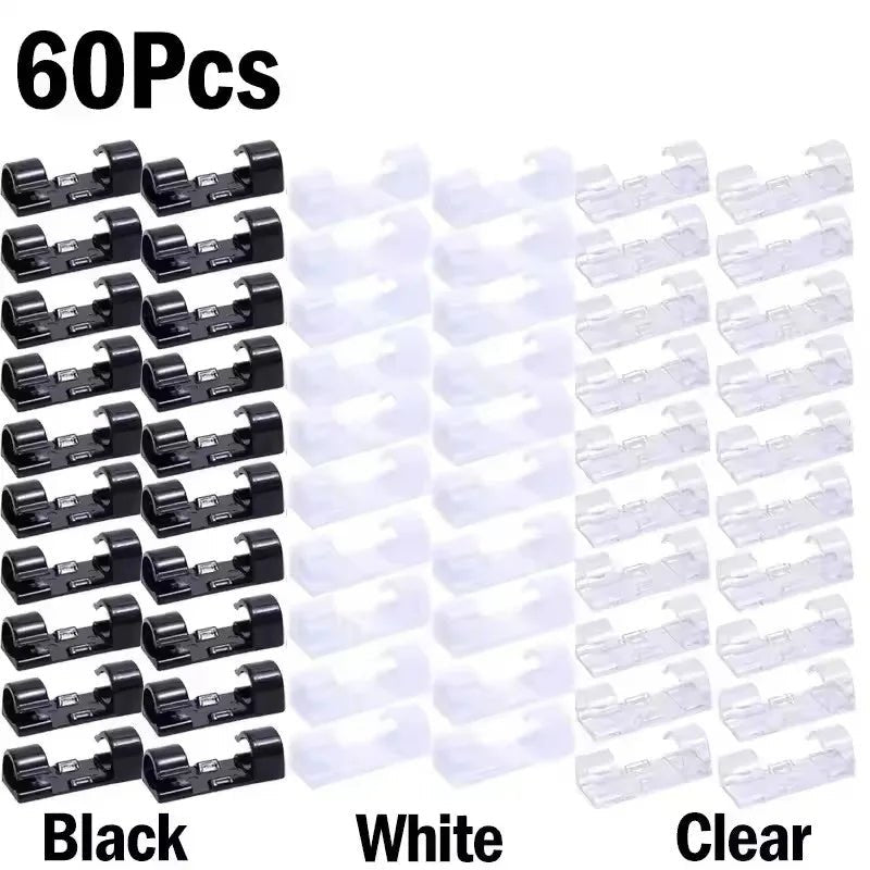 Self-Adhesive Cable Organizer Clips – 5 to 60 Pack - InspiredGrabs.com