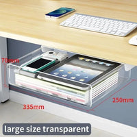 Thumbnail for Self-Adhesive Under-Desk Storage Drawer – Clear Medium - InspiredGrabs.com