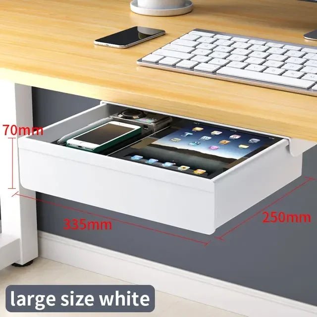Self-Adhesive Under-Desk Storage Drawer – Clear Medium - InspiredGrabs.com