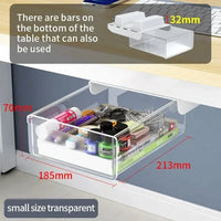 Thumbnail for Self-Adhesive Under-Desk Storage Drawer – Clear Medium - InspiredGrabs.com