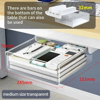Thumbnail for Self-Adhesive Under-Desk Storage Drawer – Clear Medium - InspiredGrabs.com