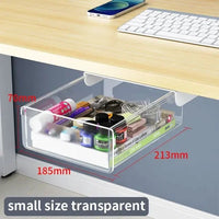 Thumbnail for Self-Adhesive Under-Desk Storage Drawer – Clear Medium - InspiredGrabs.com