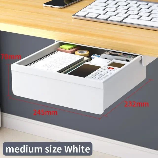 Self-Adhesive Under-Desk Storage Drawer – Clear Medium - InspiredGrabs.com