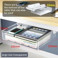 Thumbnail for Self-Adhesive Under-Desk Storage Drawer – Clear Medium - InspiredGrabs.com