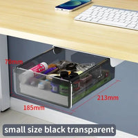 Thumbnail for Self-Adhesive Under-Desk Storage Drawer – Clear Medium - InspiredGrabs.com