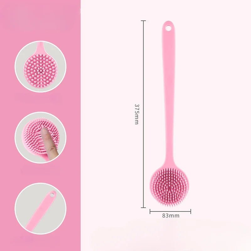 Silicone Back Scrubber with Long Handle – Shower Bath Brush - InspiredGrabs.com