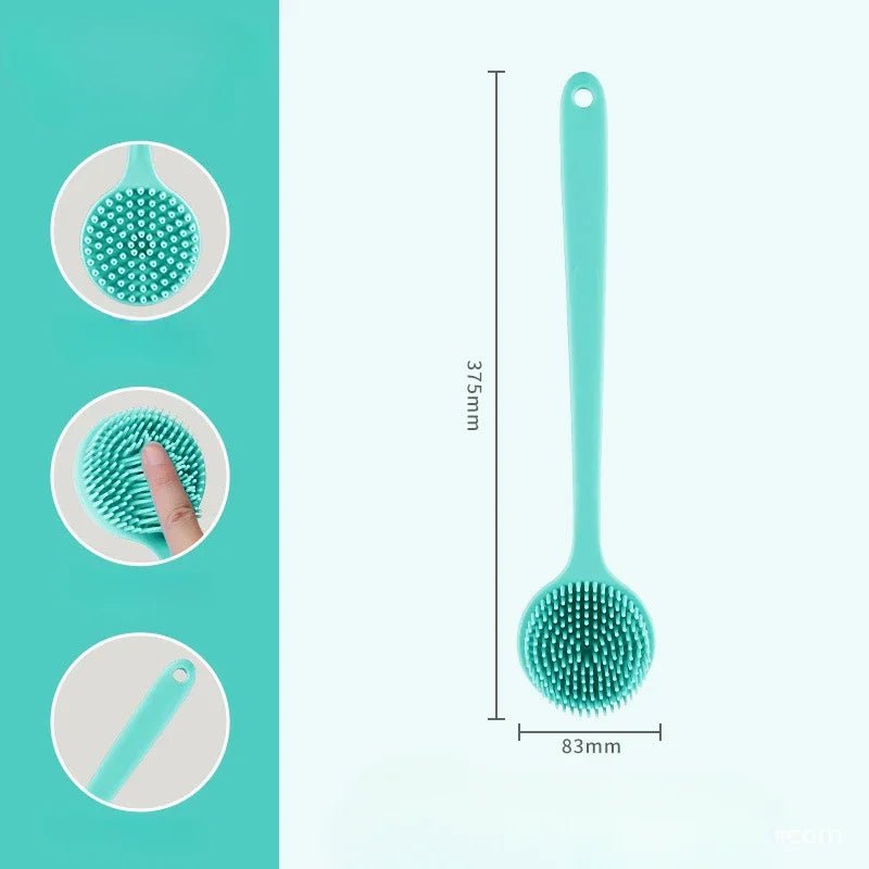 Silicone Back Scrubber with Long Handle – Shower Bath Brush - InspiredGrabs.com