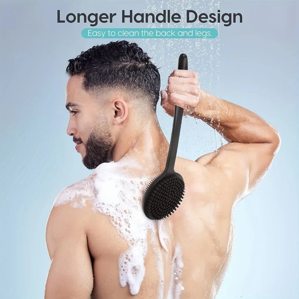 Silicone Back Scrubber with Long Handle – Shower Bath Brush - InspiredGrabs.com
