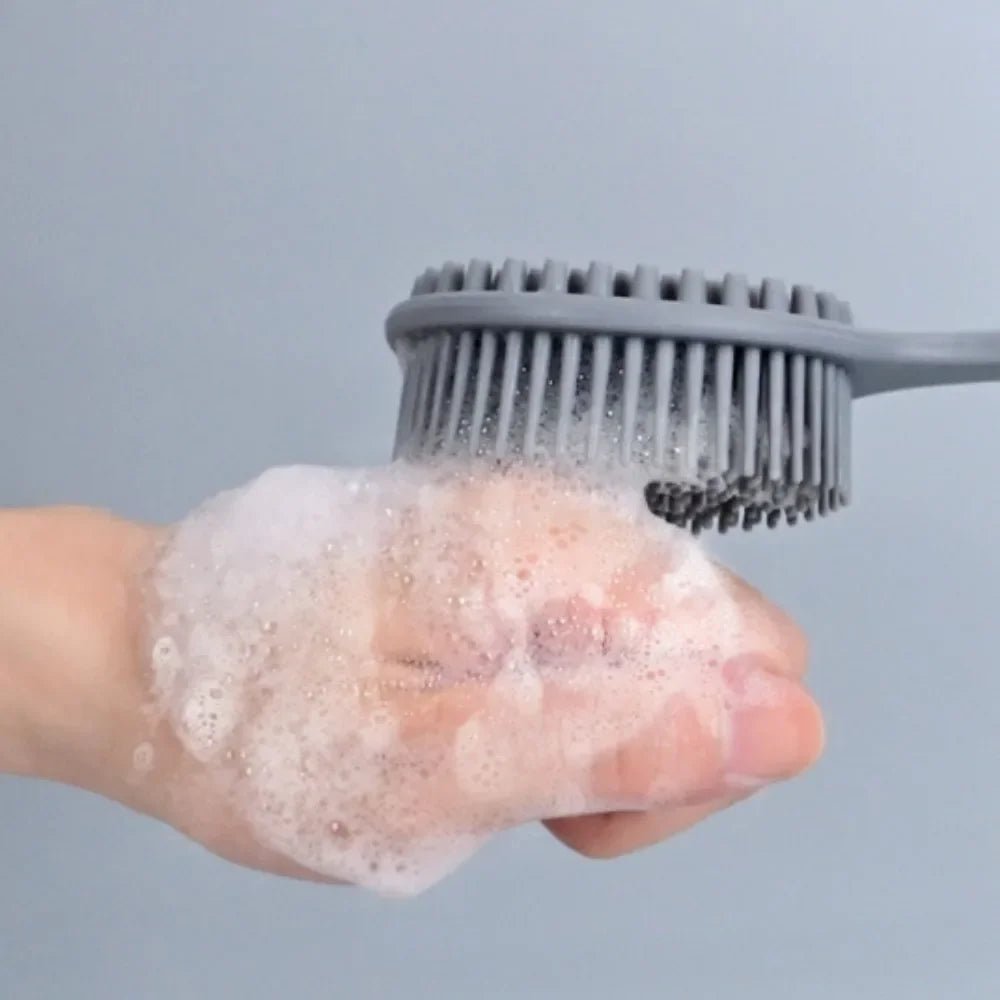 Silicone Back Scrubber with Long Handle – Shower Bath Brush - InspiredGrabs.com
